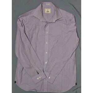 Todd Snyder Shirt Men 16.5-34/35 Micro Check Plaid 100s 2-ply Long Sleeve Preppy